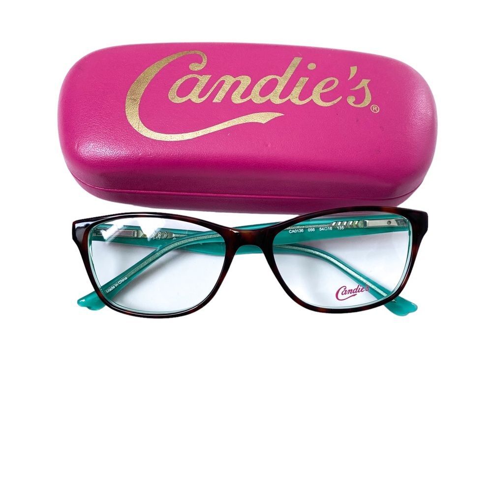 Candie’s Tortoise Shell Square Glasses Frames Brown Blue Retro Chic Eyeglasses